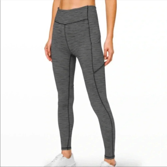 Lululemon Speed Up Tight 28" Variegated Knit Black Heathered size 4 W5CPAS - Picture 1 of 13